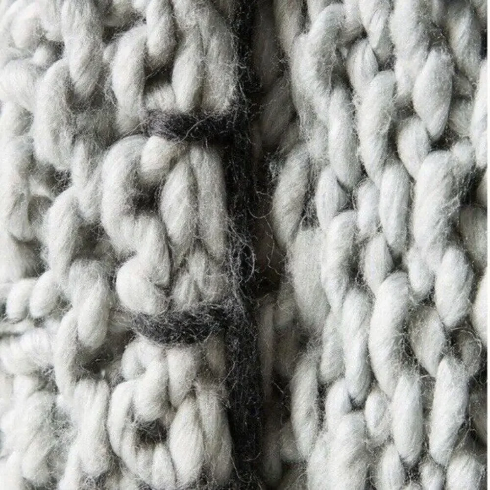 Anthropologie Gray Penny Chunky Knit Throw Blanket NWT